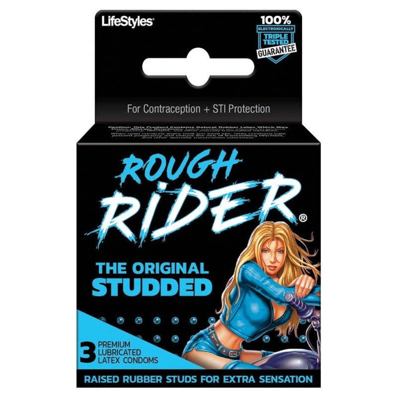 Rough Rider Studded Condom Pack - Pack of 3
