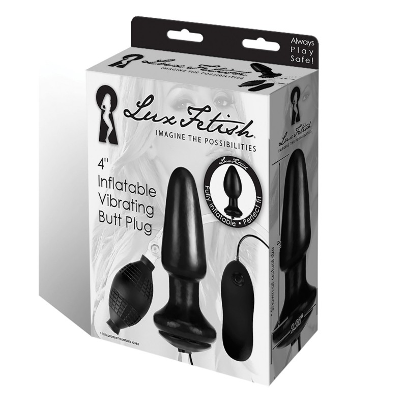 Lux Fetish 4" Inflatable Vibrating Butt Plug Lux Fetish 4" Inflatable Vibrating Butt Plug
