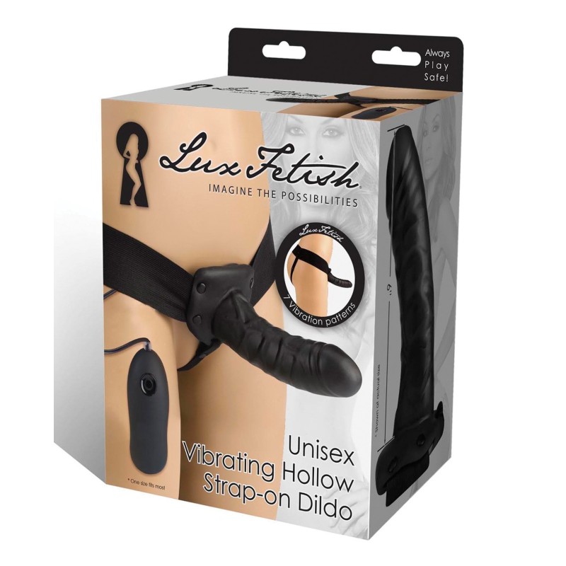 Lux Fetish Unisex Vibrating Hollow Strap On Dildo Lux Fetish Unisex Vibrating Hollow Strap On Dildo