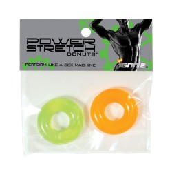 Ignite Thick Power Stretch Donut Cock Ring - Orange/Green  2 Pack