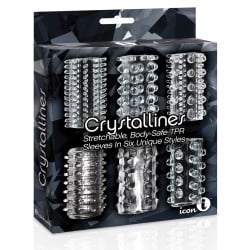 The 9's Crystalline TPR Cock Sleeve 6 Pack - Clear