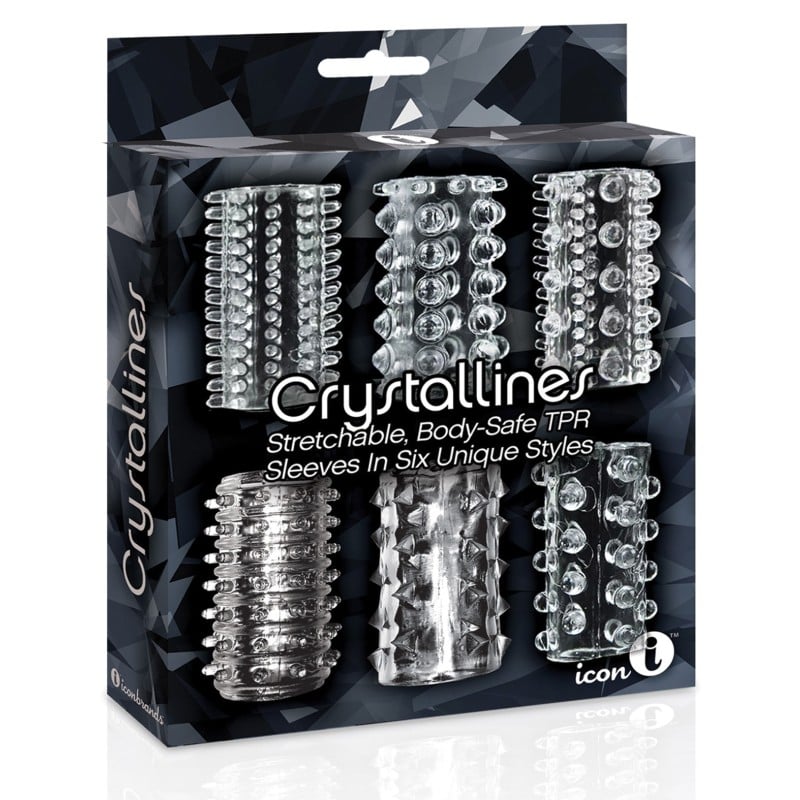 The 9's Crystalline TPR Cock Sleeve 6 Pack - Clear The 9's Crystalline TPR Cock Sleeve 6 Pack - Clear