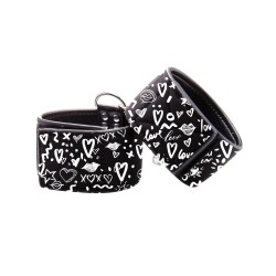 Shots Ouch Love Street Art Fashion Printed Ankle Cuffs - Black