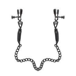Fetish Fantasy Series Adjustable Nipple Chain Clamps - Black