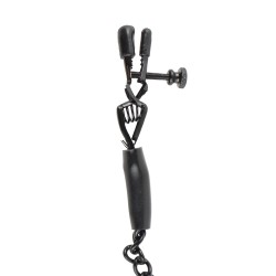 Fetish Fantasy Series Adjustable Nipple Chain Clamps - Black