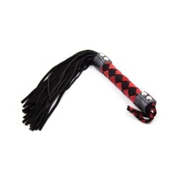 Plesur 15" Leather Flogger - Black/Red