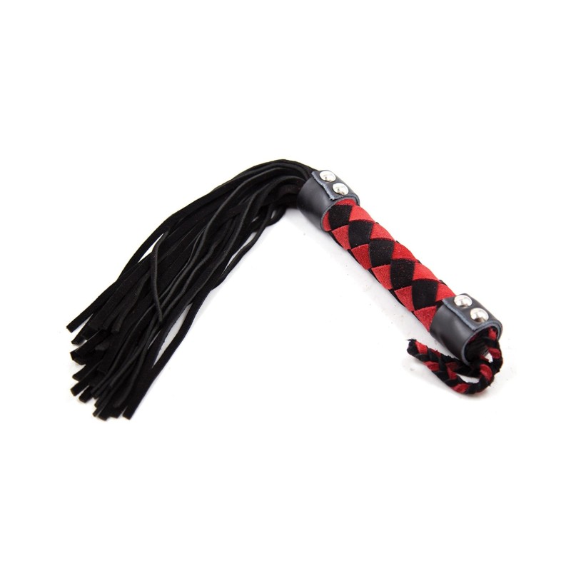 Plesur 15" Leather Flogger - Black/Red Plesur 15" Leather Flogger - Black/Red