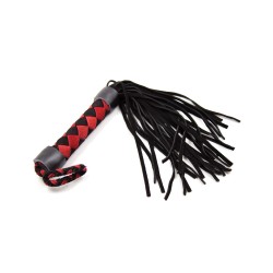 Plesur 15" Leather Flogger - Black/Red