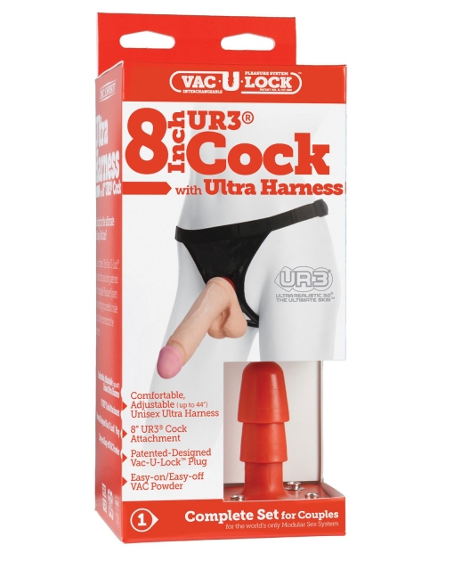 Ultra Harness 2 w/8" Ur3 Cock - White