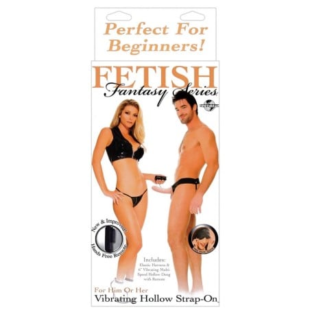 Fetish Fantasy Series for Him or Her Vibrating Hollow Strap-On - Flesh