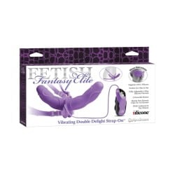 Fetish Fantasy Elite Vibrating Double Delight Strap On w/Mask - Purple