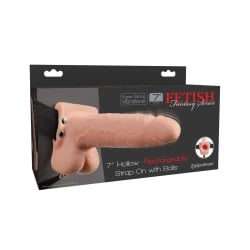 Fetish Fantasy Series 7" Hollow Rechargeable Strap On w/Balls - Flesh
