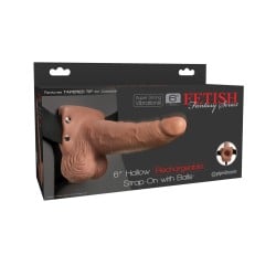 Fetish Fantasy Series 6" Hollow Rechargeable Strap On w/Balls - Tan