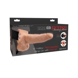 Fetish Fantasy Series 6" Hollow Rechargeable Strap On w/Remote - Flesh