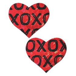 Pastease Glitter XOXO Heart - Red/Black O/S
