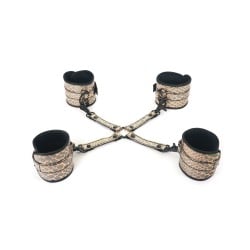 Spartacus Faux Leather Wrist & Ankle Restraints w/Hog Tie - Gold