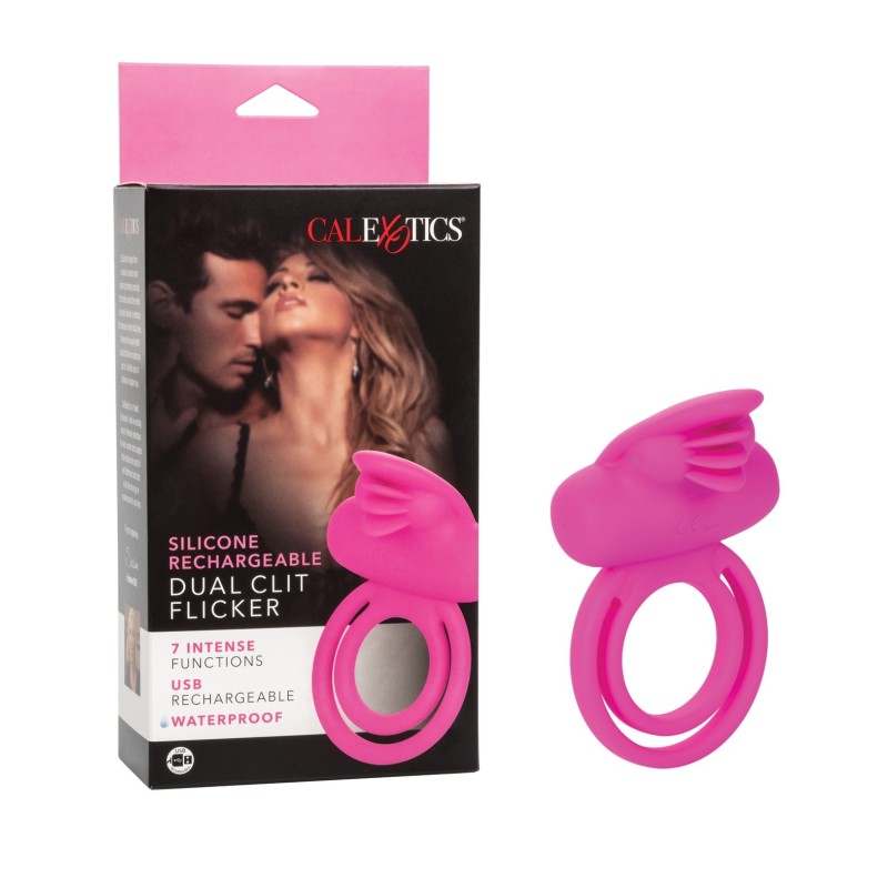 Silicone Rechargeable Dual Clit Flicker Enhancer - Pink Silicone Rechargeable Dual Clit Flicker Enhancer - Pink