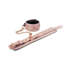 Spartacus Wrist Restraints w/Leather Lining - Pink Snakeskin Micro Fiber