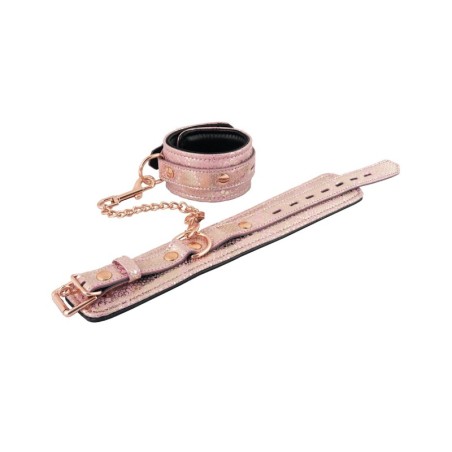 Spartacus Ankle Restraints w/Leather Lining - Pink Snakeskin Micro Fiber