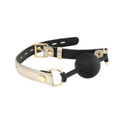 Spartacus Silicone Gag w/Leather Lining - White Snakeskin Micro Fiber