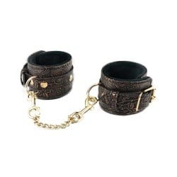 Spartacus Faux Fur Lining Ankle Restraints - Brown Floral Print