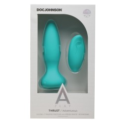 A Play Thrust Adventurous Rechargeable Silicone Anal Plug w/Remote - Teal