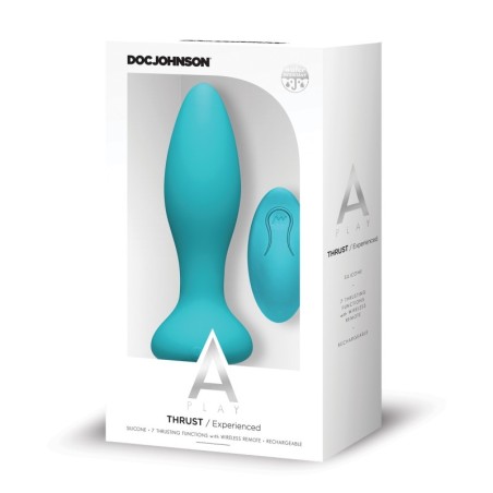 A Play Thrust Experienced Rechargeable Silicone Anal Plug w/Remote - Teal