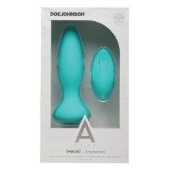 A Play Thrust Experienced Rechargeable Silicone Anal Plug w/Remote - Teal
