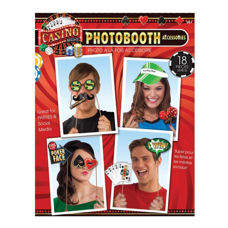 Casino Photo Booth Prop Kit - Set of 18 pc Casino Photo Booth Prop Kit - Set of 18 pc