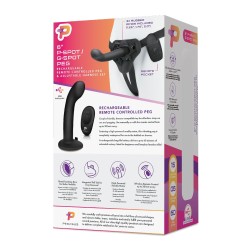 Pegasus 6" Rechargeable P-Spot G-Spot Peg w/Adjustable Harness & Remote Set - Black