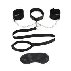 Lux Fetish Collar Cuffs & Leash Set - Removable