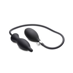 Master Series Dark Inflator Inflatable Silicone Anal Plug - Black