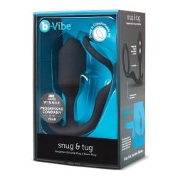 b-Vibe Snug & Tug Weighted Silicone & Penis Ring - 128 g Black