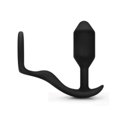 b-Vibe Snug & Tug Weighted Silicone & Penis Ring - 128 g Black