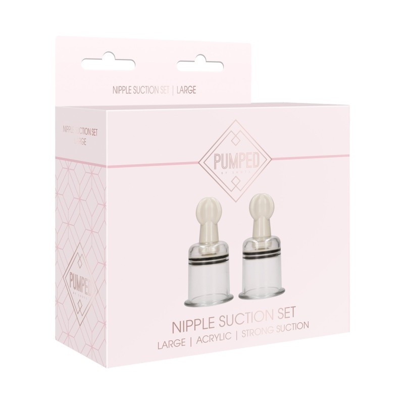 Shots Pumped Nipple Suctions Set - Large Clear Shots Pumped Nipple Suctions Set - Large Clear