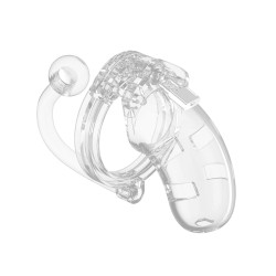 Shots Man Cage Chastity 3.5" Cock Cage w/Plug Model 10 - Clear