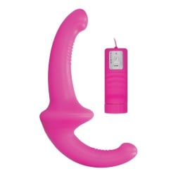 Shots Ouch Vibrating Silicone Strapless Strap On w/Controller - Pink