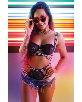 Vibes Not Your Bitch Lace Bra & Cutout Panty Black M/L. Vibes Not Your ...