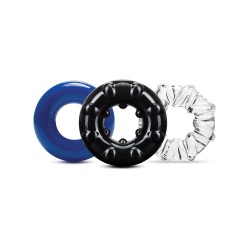 Stay Hard Triple Stretch Cock Rings - Pack of 3