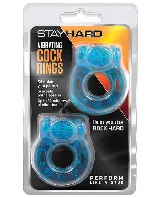 Blush Stay Hard Vibrating Cock Ring 2 Pack -  by Blush novelties