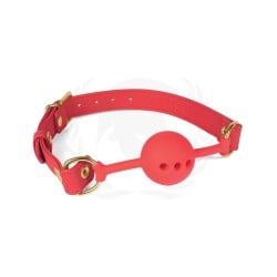 Spartacus Silicone Ball Gag w/Red PU Straps - 46 mm Red
