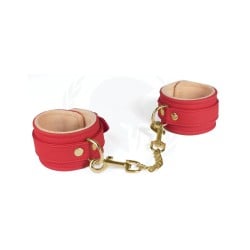 Spartacus PU Ankle Cuffs w/Plush Lining - Red