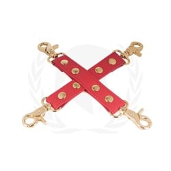 Spartacus PU Hog Tie w/Gold Hardware - Red