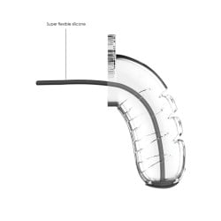 Shots Man Cage 4.5" w/Silicone Urethral Sounding - Clear