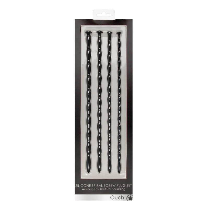 Shots Ouch Advanced Urethral Sounding Silicone Spiral Plug Set - Black Shots Ouch Advanced Urethral Sounding Silicone Spiral Plug Set - Black