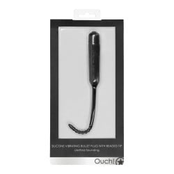 Shots Ouch Urethral Sounding Silicone Vibrating Bullet Plug w/Beaded Tip - Black