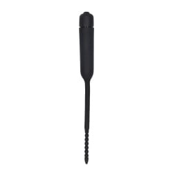 Shots Ouch Urethral Sounding Silicone Vibrating Bullet Plug w/Beaded Tip - Black