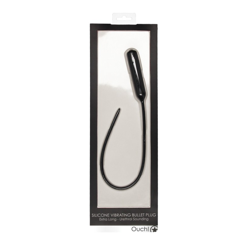 Shots Ouch Extra Long Urethral Sounding Silicone Vibrating Bullet Plug - Black Shots Ouch Extra Long Urethral Sounding Silicone Vibrating Bullet Plug - Black