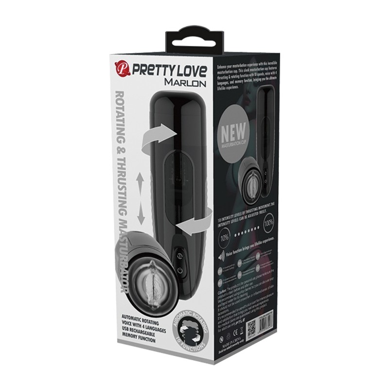 Pretty Love Marlon Thrusting & Rotating Masturbator - Black Pretty Love Marlon Thrusting & Rotating Masturbator - Black