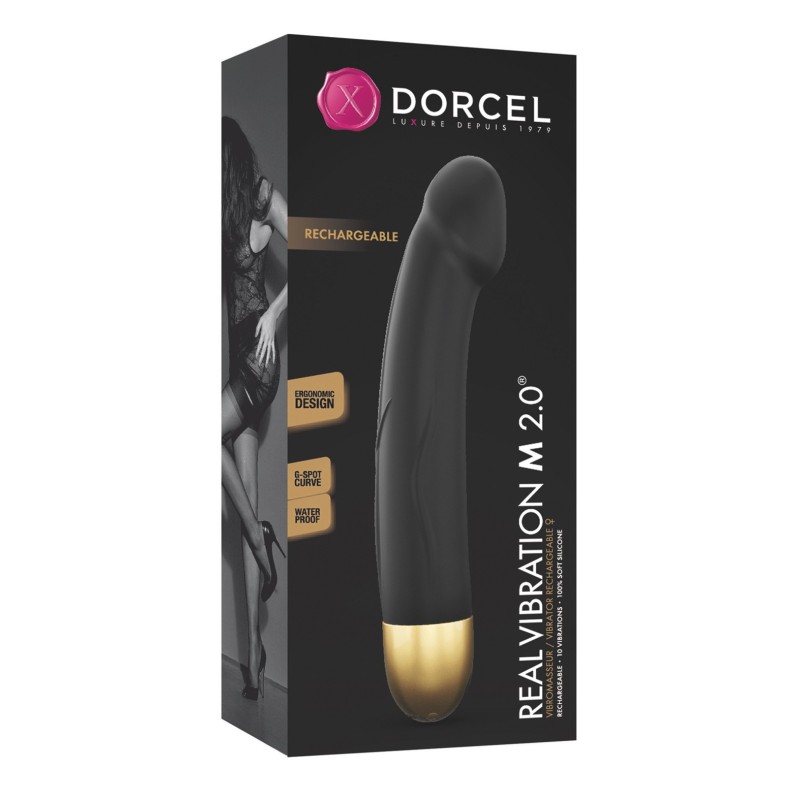 Dorcel Real Vibration M 8.6" Rechargeable Vibrator 2.0 - Black/Gold Dorcel Real Vibration M 8.6" Rechargeable Vibrator 2.0 - Black/Gold